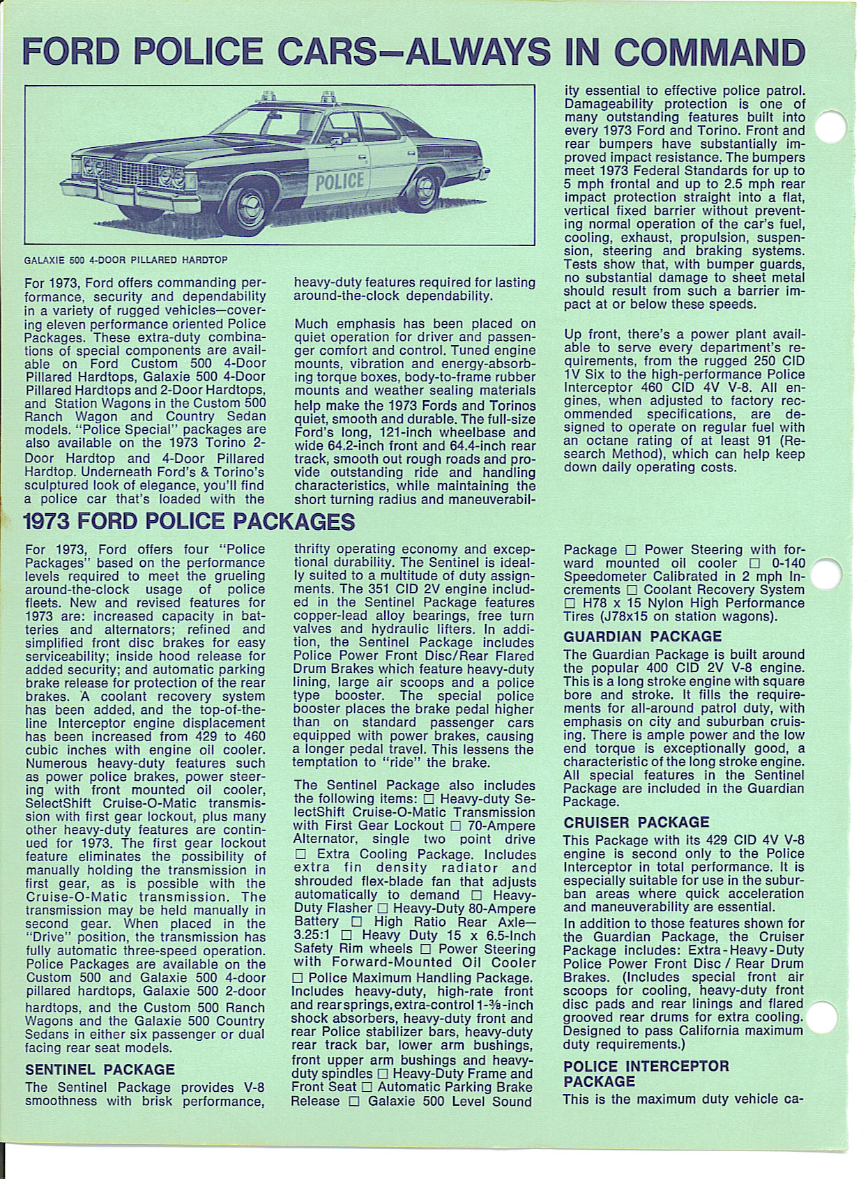 1973 Ford Police Cars Brochure Page 2